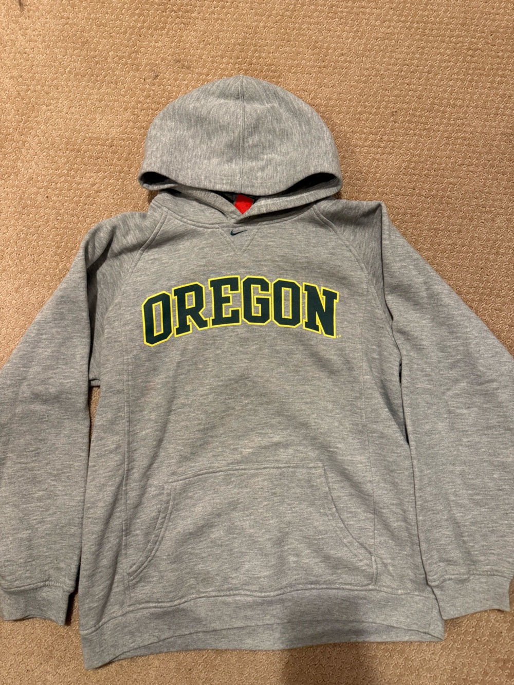 Vintage Nike Oregon Gray Pullover Hoodie with Yellow-Green Logo